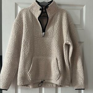 PINK Victoria's Secret Cream Sherpa 1/4 Zip Pullover
